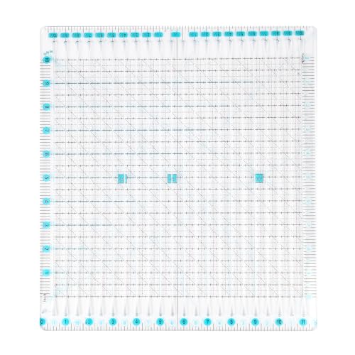 Acrylic Quilting Ruler 11.5" x 10.5" for Precise Fabric Cutting Quilt Rulers Quilting Sewing Tools Slotted Rulers