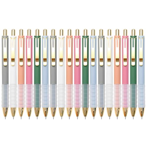 Ballpoint Pens Black Medium Point 1mm with Super Soft Grip Ball Point Pen for Men Women Retractable (18 Count)