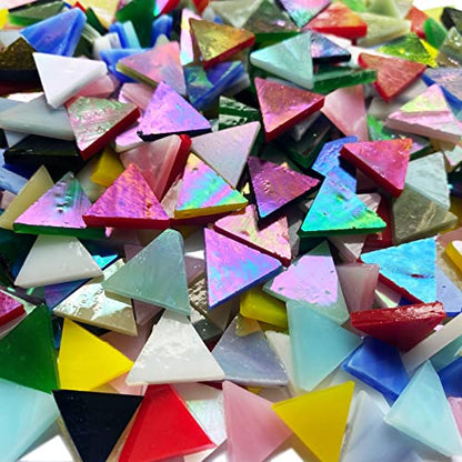 Triangle Iridescent Glass Mosaic Tiles for Crafts Bulk (15 Ounce)