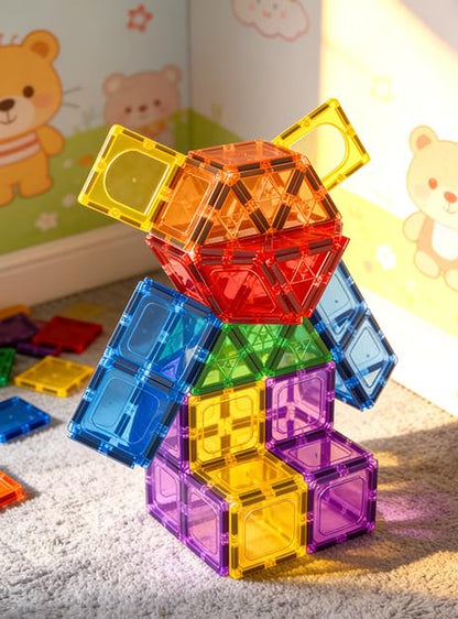 60 PCS Magnetic Building Tiles Kids Toys STEM Magnetic Blocks Sensory Toys