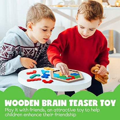 3 Pack Large Wooden Blocks Puzzles Hexagon Tangram Puzzle Wooden Russian Brain Puzzles for Adult Challenge Teasers Geometric Jigsaw Logic Iq STEM Educational Gift Graduation (3 Count)