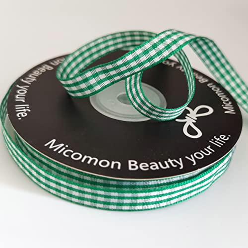 Green Gingham Plaid Checked Christmas Ribbon 25 Yard Each Roll 100% Polyester (75 Foot)