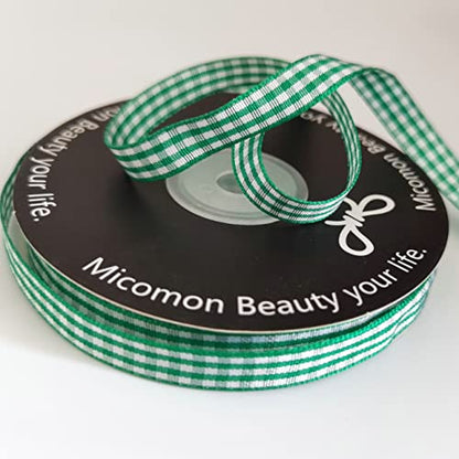 Green Gingham Plaid Checked Christmas Ribbon 25 Yard Each Roll 100% Polyester (75 Foot)