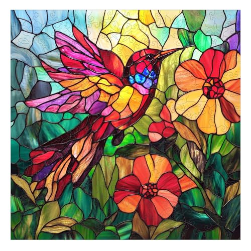Wooden Puzzles for Adults Stained Glass Hummingbird Puzzles