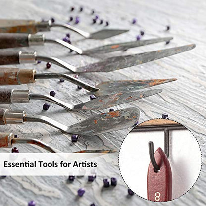 16 Pieces Palette Knife Set Stainless Steel Painting Knives with Wood Handles for Acrylic Oil Painting Canvas Texturing Impasto Color Mixing & Blending Art Supplies for Artists and Beginners