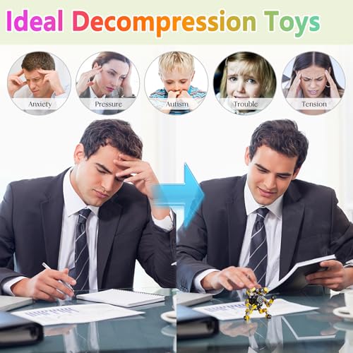 Transformable Fidget Spinners Toys 4 Pcs for Kids and Adults Stress Relief Sensory Toys for Boys and Girls Age 8 (4 Count)