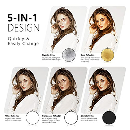 22 Inch 60 Centimeter Light Reflector Light Diffuser 5 in 1