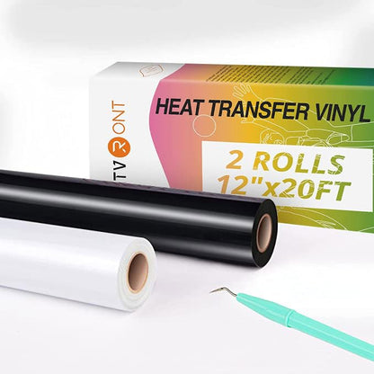 Heat Transfer Vinyl Black & White HTV Rolls (40 Foot)