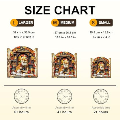 Bookcase Fox Puzzles Adults Gifts for Women Men Wooden 280 Pieces 12.6 * 12.2in