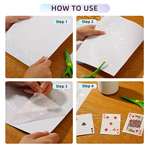 36 Sheets Holographic Laminate Sheets Clear Self Adhesive Sticker Paper (36 Count)