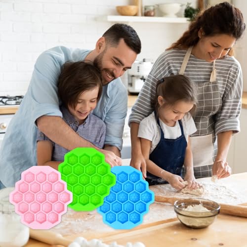 3Pcs Honeycomb Bees Silicone Molds (57 Count)
