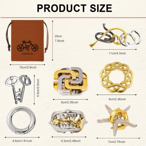 9pcs Metal Puzzle for Adult Disentanglement Puzzles Lock Gift for Adults (72 Count)