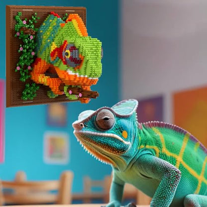 Wall Art Chameleon Building Blocks Set; A Wall Decor Set for Adults Who Love Creative Hobbies