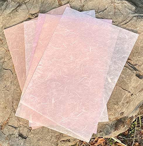 A4 Natural Fiber Mulberry Paper Sheets Art Tissue Washi Paper Design Craft Art Origami Suppliers Card Making Writing Painting 50 Sheets (50 Count)