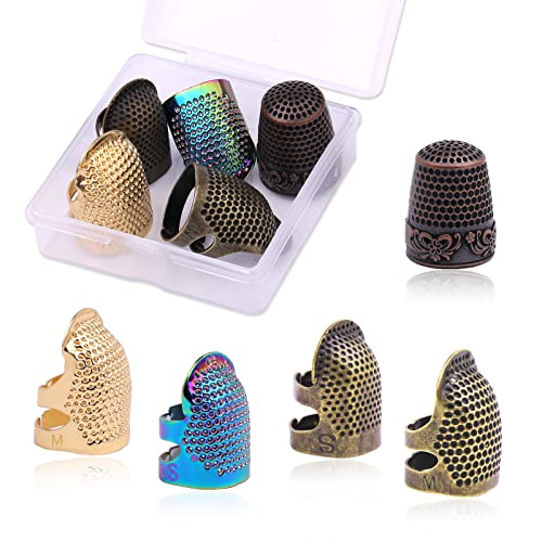5 Pcs Sewing Thimbles Kit Metal Finger Protector Quilting Ring (5 Count)