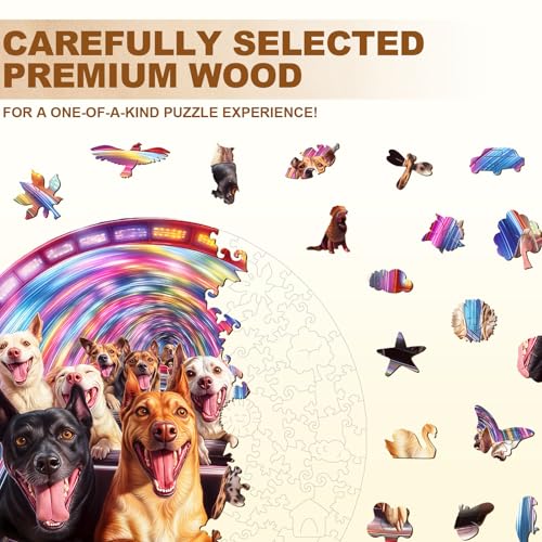 Dog Roller Coaster Puzzles Adults Gifts for Women Men Wooden 265 Pieces 13.4 * 13.4in Wall Decor
