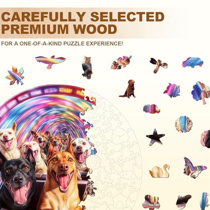 Dog Roller Coaster Puzzles Adults Gifts for Women Men Wooden 265 Pieces 13.4 * 13.4in Wall Decor