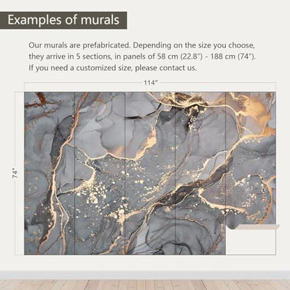 Gray and Gold Marble Wallpaper wall murals for Bedroom 114"x74"