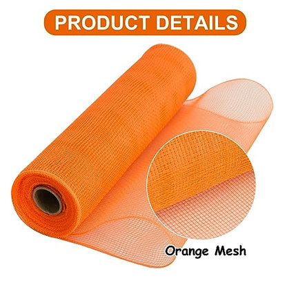 2 Rolls 10 Inch Orange Decorative Mesh Ribbbon Rolls (60 Foot)