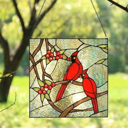 PA0008 Handcrafted Stained Glass Cardinal Window Hanging Suncatcher