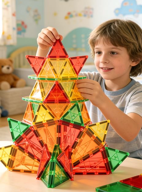 60 PCS Magnetic Building Tiles Kids Toys STEM Magnetic Blocks Sensory Toys