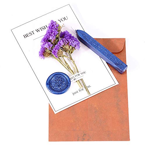 5Pcs Navy Blue Sealing Wax Sticks with Wicks for Wax Seal Stamp (5 Count)