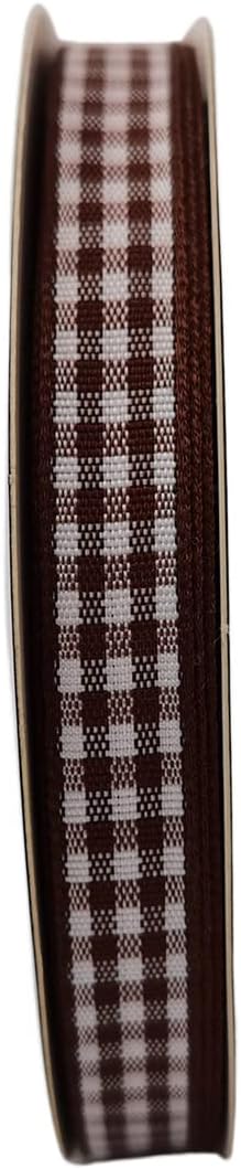 Brown Gingham Ribbon 25 Yards Christmas Ribbon for Crafts Plaid Checked Ribbon 100% Polyester (3/8", Brown) - Crafty Corner