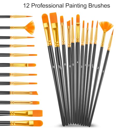 36 Colors Acrylic Paint Set with 12 Brushes (72 Fl Oz)