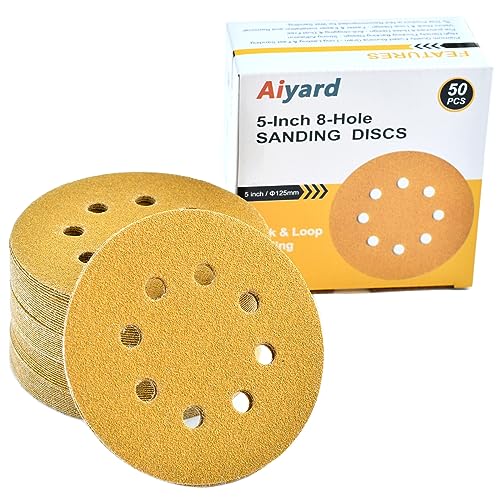5-Inch 8-Hole Hook and Loop Sanding Discs 60-Grit, 50-Pack (50 Count)