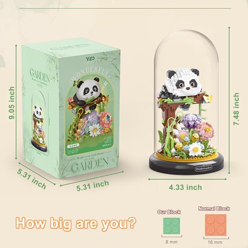 Panda Flower Building Set for Adult Plant Friend Set Bonsai Tree Party Favors for Kids Animal Building Blocks Valentines New Year Easter Birthday Gift for Boys Girls Age 6 (999 Count)