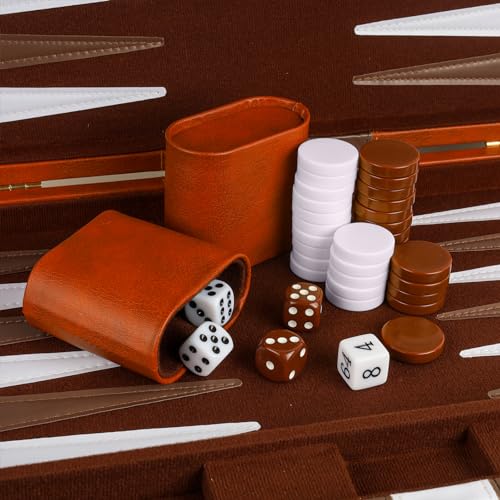Backgammon Set 2 Players Classic Backgammon Sets for Adults Board Game with PU Leather Case Portable and Travel Backgammon Set