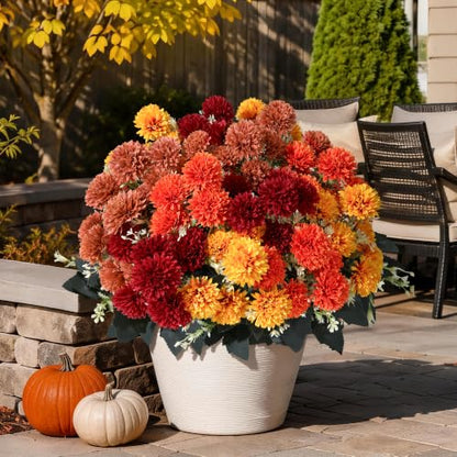 Fake Mums Artificial Fall Flowers for Outdoors Outside Decorations