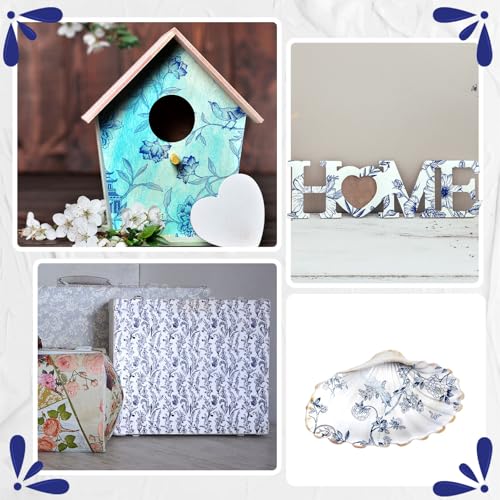36 Pack 9 Styles Decoupage Napkins Blue Flowers Chinoiserie Napkins (36 count)