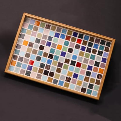 2cm (3/4") Square Vitreous Glass Mosaic Tiles for Crafts Bulk, 1 LB Colorful Mix Quartz Glass Tiles for DIY Art Crafts Kit Adult Kids and Home Deco (Coffee Mix) (90 Count)