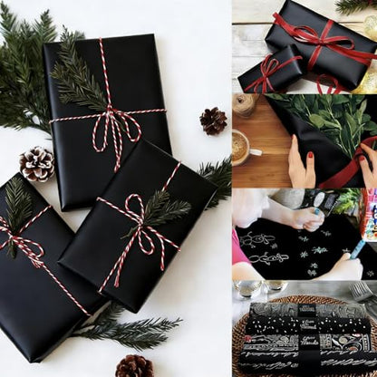 Black Wrapping Paper Roll 24"x 1200" Craft Packing Paper for Moving Shipping