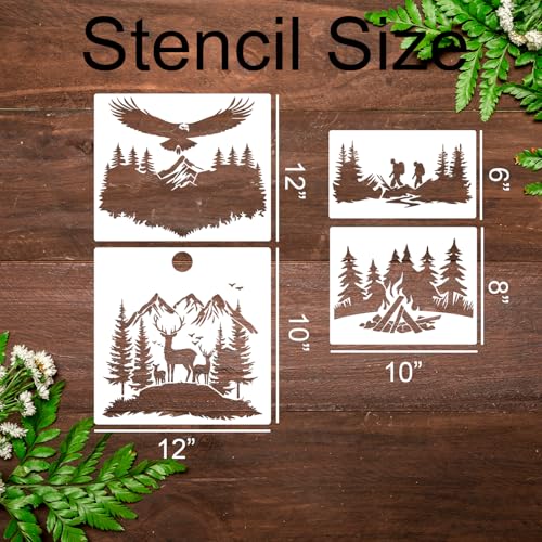 Mountain Tree Stencils for Painting Forest Animal Stencils for Wood Burning (11 Count)