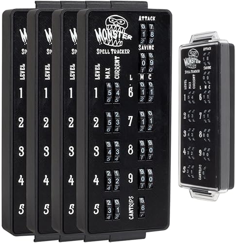 4 Pack Ultimate RPG Spell Trackers for DND with Adjustable Locking Dials (4 Count)