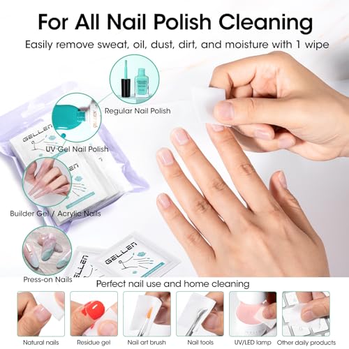 Nail Cleanser Pads 50PCS with 10PCS Manicure Tools Kit (50 Count)