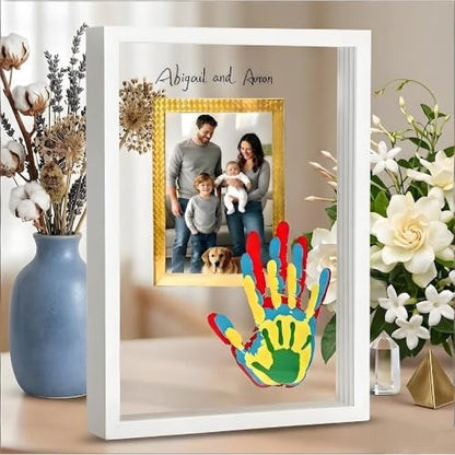 Vertical White Family Handprint Kit 3D Frame Compact Apartment Gift