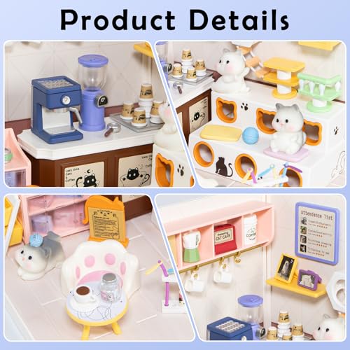 Cat Cafe DIY Miniature House Kit for Adults
