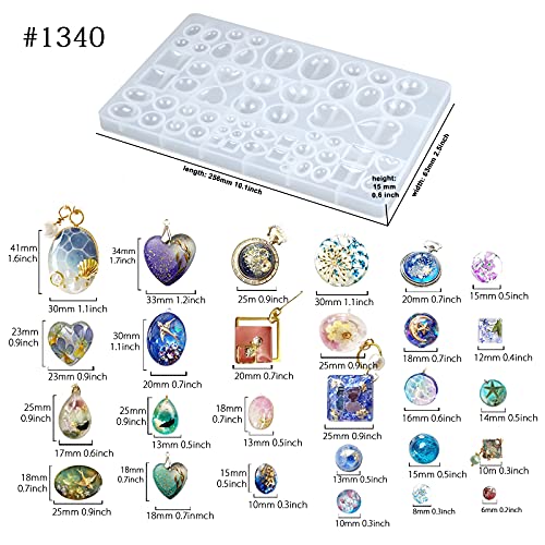 Cabochon Gem Silicone Mold 2 Trays for Resin Casting Jewelry Making (176 Count)