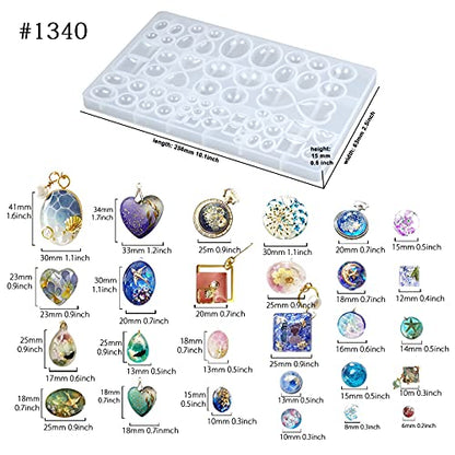 Cabochon Gem Silicone Mold 2 Trays for Resin Casting Jewelry Making (176 Count)