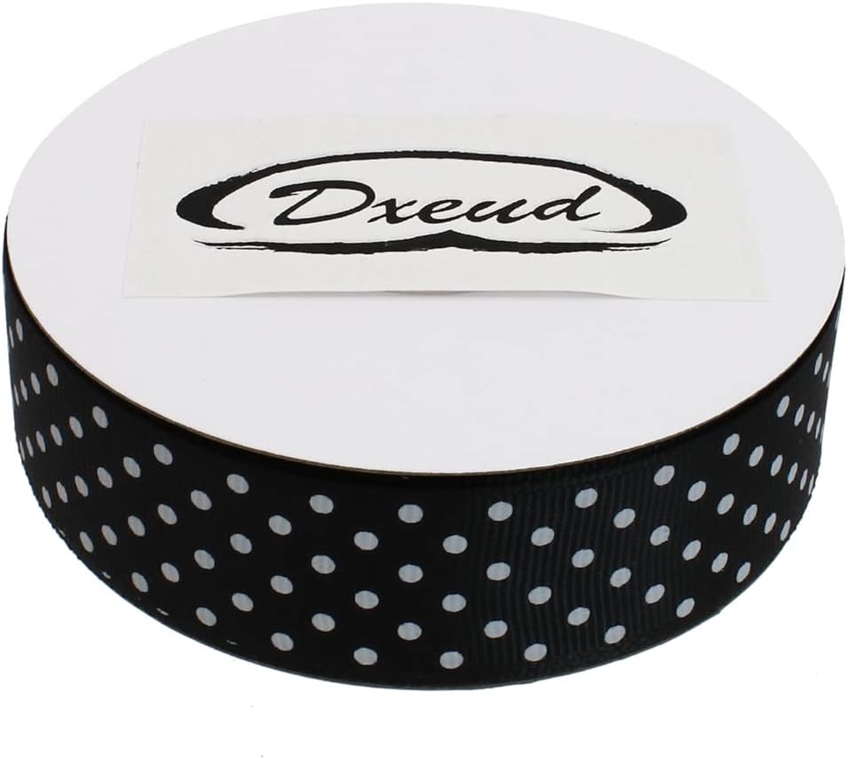Polka Dot Grosgrain Ribbon 25 Yard Each Roll 100% Polyester (1", Black) - Crafty Corner