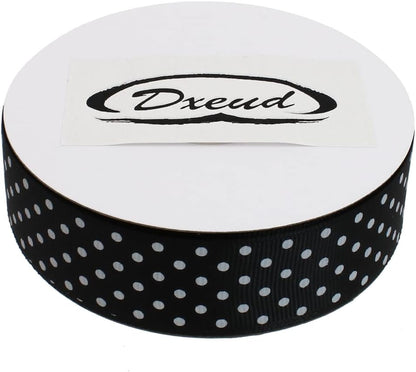 Polka Dot Grosgrain Ribbon 25 Yard Each Roll 100% Polyester (1", Black) - Crafty Corner