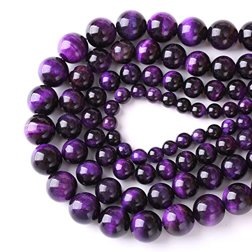 4mm 90pcs A+ Natural Purple Tiger Eye Stone Beads Round Spacer Loose Beads for Jewelry Making DIY Bracelet Necklace 15" Inch