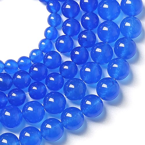 8MM Natural Purplish Blue Chalcedony Stone Beads Crystal Energy Round Loose Beads for Jewelry Making Bracelet 45pcs 1 Strands 15"