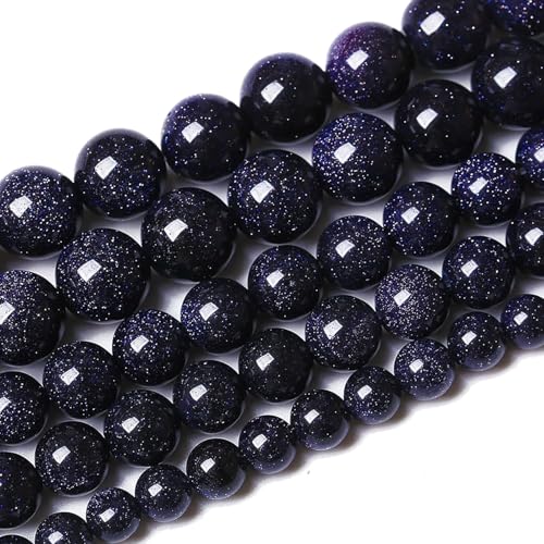 90PCS 4mm Starry Blue Sandstone Gemstone Beads Beads Natural Stone Round Loose Beads for Jewelry Making DIY Bracelet Necklace 15" Inch