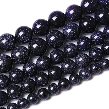 90PCS 4mm Starry Blue Sandstone Gemstone Beads Beads Natural Stone Round Loose Beads for Jewelry Making DIY Bracelet Necklace 15" Inch
