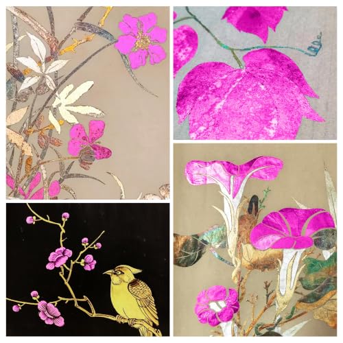 Gold Leaf Sheets for Art 300Pcs Hot Pink Gold Foil