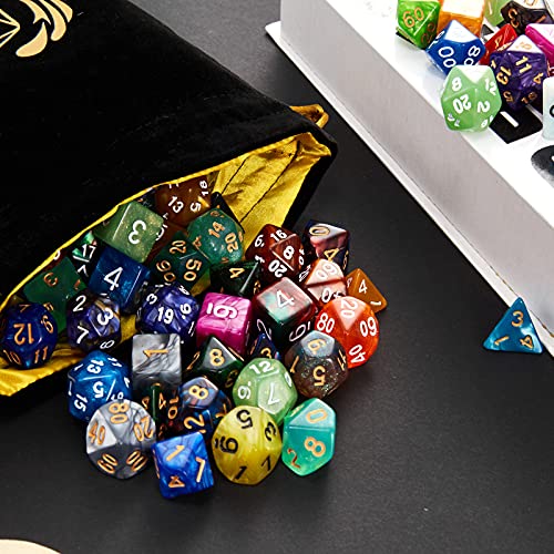 25 Set DND Polyhedral Dice with Storage Pouch